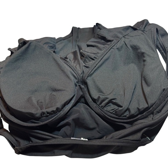 DKNY Ruffle Plunge Tummy Control Swimsuit - Picture 6 of 13